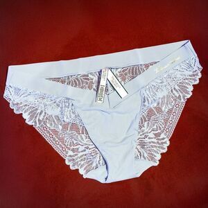 NWT (XL) Victoria’s Secret Luxe Bikini Panty - Light Blue with Sheer Lace Back